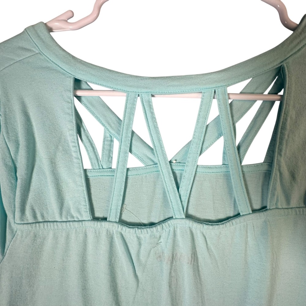 Roamans Plus Size Mint Green Lattice‎ Back Long Sleeve Tunic Top M 1416 - Picture 6 of 8